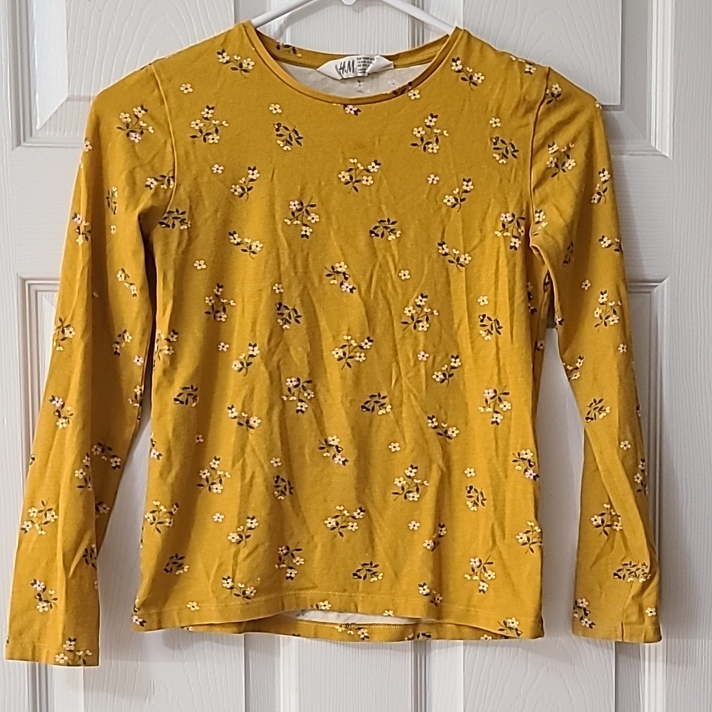 Yellow Floral Long Sleeve Top